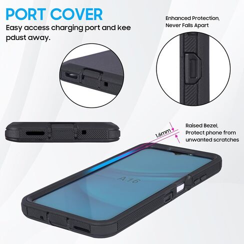 Compatible for Samsung Galaxy A16 5G Phone Case, Built in Screen Protector, Belt Clip Holster Heavy Duty Defender Case Dustproof Shockproof Protection (Camo Green) in Saudi Arabia