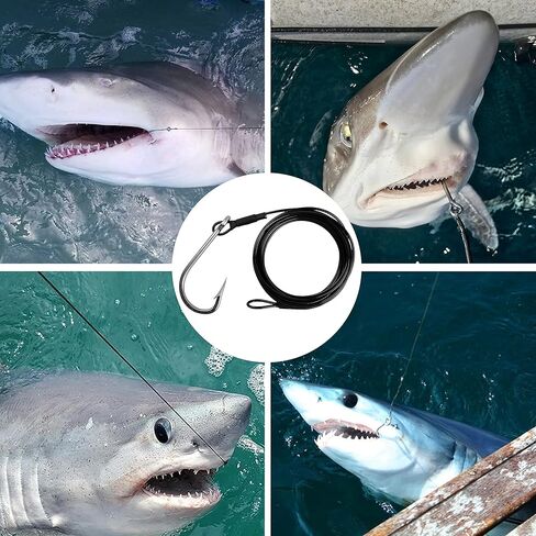OROOTL Fishing Shark Hook Rigs, 3pcs Surf Fishing Rigs Stainless Steel Wire Leader with Tuna Hooks Big Game Deep Sea Gear for Shark Tuna Halibut in Kuwait