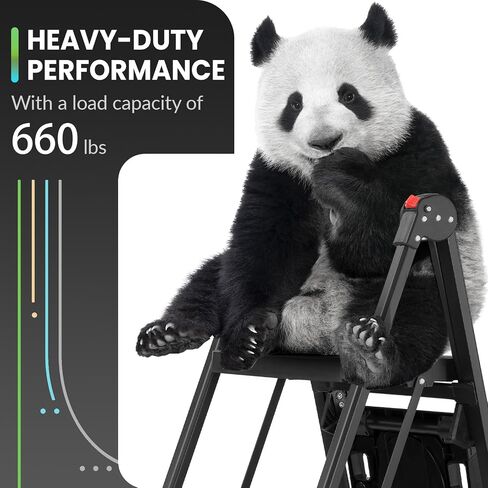 XinSunho 4 Step Ladder, Foldable Handrail & Tool Tray Stool Ladders with Anti-Slip Wide Pedal, 660 lbs Sturdy Steel Ladder for Home Kitchen and Outdoor in Kuwait