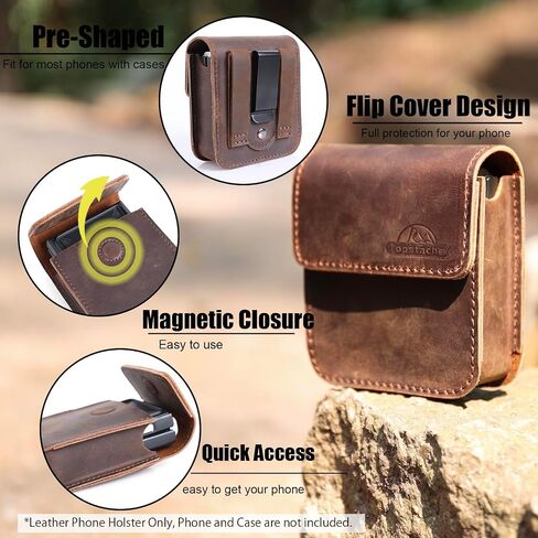 Topstache Leather Phone Holster for Samsung Galaxy Z Flip 6/5/4/3, Belt Clip Phone Case for Motorola Razr Plus 2024/2023, Phone Pouch for Motorola Razr 5G, Black in Saudi Arabia