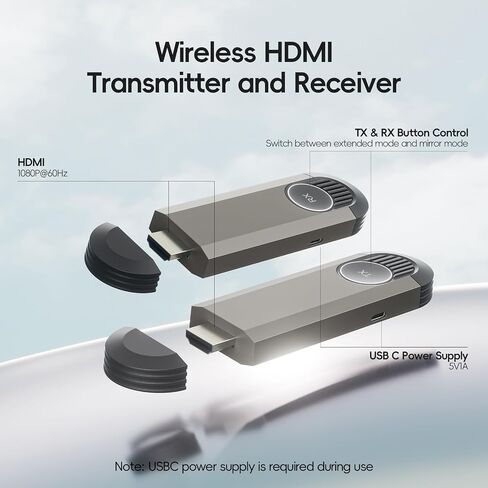 اللاسلكي HDMI - جهاز إرسال ومستقبل HDMI اللاسلكي ، قابس & تشغيل ، HD1080P ، مجموعة 2.4G/5G المحمولة لتدفق الفيديو والصوت لرصد من الكمبيوتر المحمول/مربع/جهاز التليفزيون in Kuwait