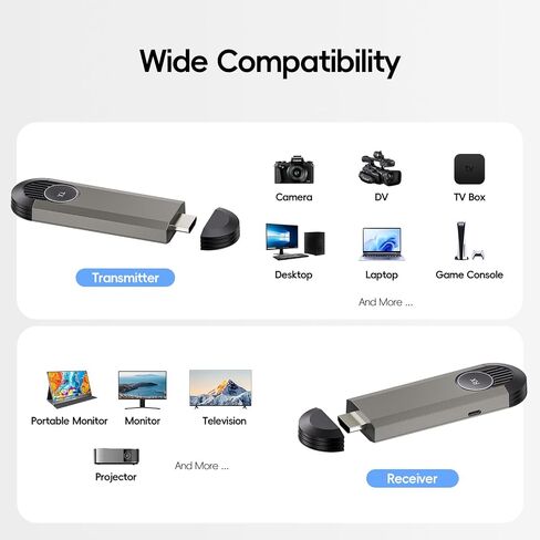 اللاسلكي HDMI - جهاز إرسال ومستقبل HDMI اللاسلكي ، قابس & تشغيل ، HD1080P ، مجموعة 2.4G/5G المحمولة لتدفق الفيديو والصوت لرصد من الكمبيوتر المحمول/مربع/جهاز التليفزيون in Kuwait