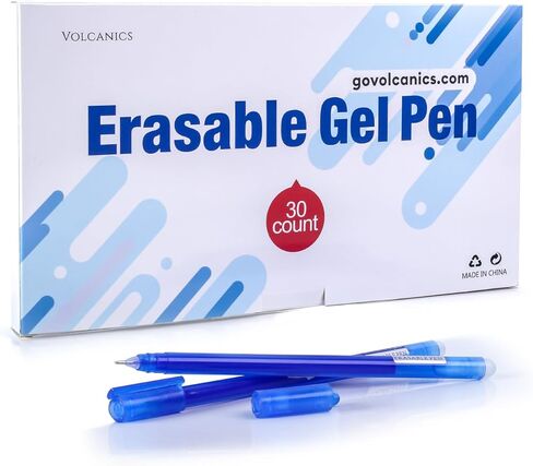 Volcanics Erasable-Gel-Pens Black, 30PCS Fine Point 0.5 mm, Mistakes Dispear Smudge Free Perfect for School, Office, and Home Use in Kuwait
