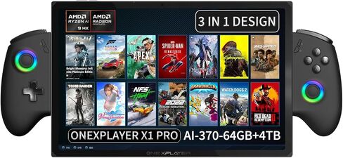 X1 PRO (AMD AI 370-64GB+4TB) 10.95 Inches Handheld PC Video Console Portable Win 11 Home OS Laptop 120Hz 2560X1600 Touchscreen Mini Pocket Tablet PC Black in Saudi Arabia