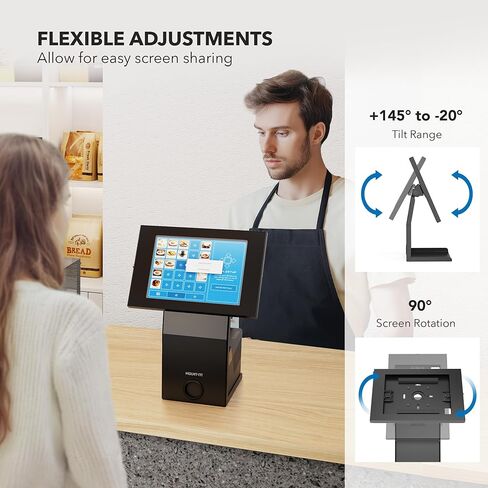 جبل! حامل Kiosk iPad مع رف الطابعة-قفل العلبة المضادة للسرقة اللوحي ل POS ، البيع بالتجزئة والأعمال-Rotating & Tilting Secure Check Stand for iPad 7-10 ، Air & Pro in Kuwait