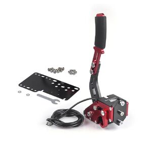 ZHSYMX USB Handbrake for 16Bit SIM PC Racing Games, Compatible with G27 G29 G920 G923 T500 T300 Simulate Linear Handbrake With Plate（Only PC System） Red