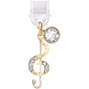 ELISE & FONDA TP478 Type-C Charging Port Anti Dust Plug Crystal Music Note Cell Phone Charm for iPhone 15/16/Samsung/OnePlus/Xiaomi/oppo Android Phones (Gold)