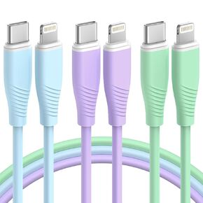 3 Pack 6 FT USB C to Lightning Cable MFi Certified iPhone Charger Fast Charging Type C to Lightning Cable Fast Charging Cord Compatible with iPhone 14 13 12 11 X 8 Pro Max Plus and More (TPE)