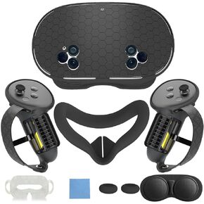 MTomatoVR Silicone Cover Set Compatible with Meta Quest 3S, VR Accessories for Oculus/Meta Quest 3S Skins and Wraps, Includes Controller Grips Cover, Face Cover, Lens Protector Cover, VR Set, White