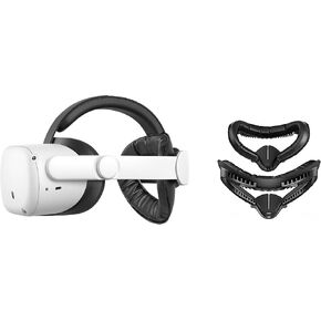KIWI design Upgraded Head Strap for Oculus/Meta Quest 2 + Face Cushion Pad