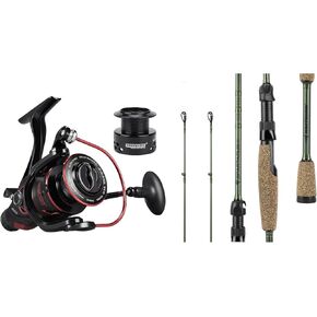 KastKing Sharky Baitfeeder III Spinning Fishing Reel,Size 3000, KastKing Spartacus II Twin Tip Fishing Rods, Spin - 6'8" - M Power - Fast