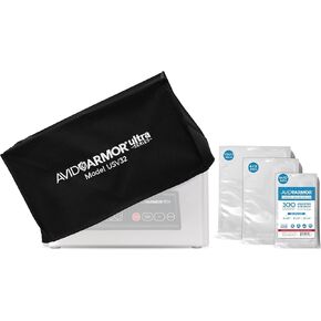 Avid Armor USV32 Chamber Vacuum Sealer Bundle: Protective Dust Cover with 300 BPA-Free Heavy Duty Chamber Pouches in Assorted Sizes for Complete Food Preservation Solution