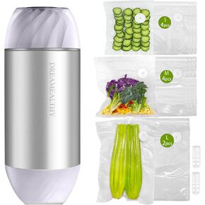 20 Reusable Vacuum Seal Bags for Food, Compatible with Most Handheld Vacuum Sealer, BPA-Free, Sous Vide Bags, Upgraded Sturdy Air Valve (8 Small, 8 Medium, 4 Large), Vacuum Sealer not Included