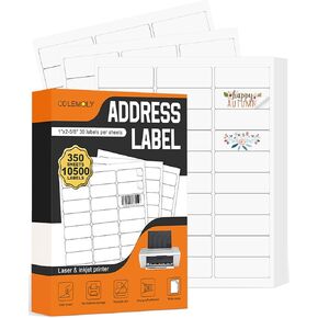 Address Labels 1"x2-5/8" Shipping Mailing Labels for Printer Printable Sticker Labels White Matte Paper for Office, Home (25 Sheets, 30-UP)