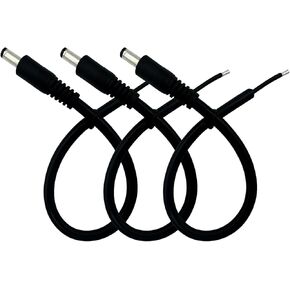 3pcs 0.8ft 5.5x2.5mm Single Male with Pigtail Bare Wire Open End, 16AWG Power Cord, Barrel Connector, for CCTV Camera, DVR, LED Strip Power Supply Repair Cable