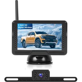 Upgrade Wireless Backup Camera 5 Inch HD IPS Screen for Truck, Easy to Install, HD Night Vision, DIY Guide Lines, IP69 Waterproof Rear View Camera for Car SUV Pickup Van