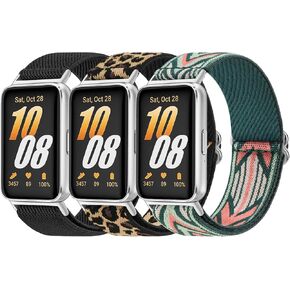 3 PACK Bands for Samsung Galaxy Fit 3 Band Women Men, Soft Adjustable Nylon Replacement Watch Strap Compatible with Galaxy Fit 3 Smartwatch Accessories