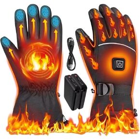 Heated Gloves for Men - Rechargeable Electric Battery Heated Gloves for Men and Women Touchscreen Winter Thermal Glove with 3 Heating Levels Waterproof Heated Gloves for Hunting（JRST-1）