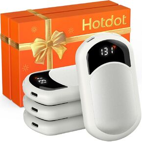 Rechargeable Hand Warmers - 4 Pack Portable Electric Hand Warmers, Fast Heating, LED Digital Display, Perfect for Men, Women, Golf, Camping, Hunting Accessories Ivory