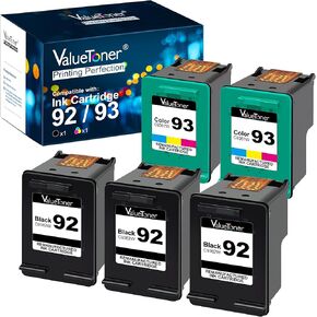 Valuetoner Remanufactured Ink Cartridge Replacement for HP 92 & HP 93 C9362WN C9361WN (3 Black, 2 Tri-Color) 5 Pack for HP Deskjet 5420 5420v 5440 5440v 5440xi 5442 5443 Photosmart 7850 C3100 C3110