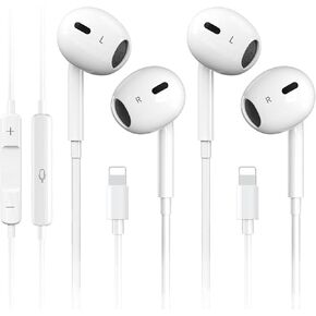 2 Pack for iPhone Headphones Wired Earbuds Earphones Built-in Microphone & Volume Control Nosie Reduction Headsets Compatible with iPhone 14/Pro/Max/Plus/13/12/11/XR/XS/X/8/7/SE, Support All iOS Syste