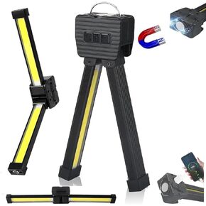 Gym Lamp for Posing, Portable Magnetic LED Flashlight with Hanging Hook, 180 Degree Folding Magnetic Work Light, 7th Gear Dimming,USB Rechargeable,Power Bank Camping Light