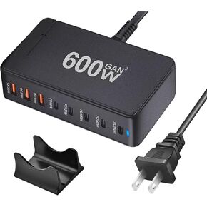 600W USB C Charger, USB C 8-Port Fast Charging Station Hub, GaN Fast Charger Block, Fast PD 140W 100W 30W Laptop Charger QC 30W Adapter for MacBook Pro/Air/All iPad, HP DELL, Steam Deck, iPhone 16/15