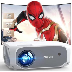 FUDONI Projector with WiFi and Bluetooth, Native 1080P Outdoor Movie Projectors 4k Supported, 15000L Portable Home Theater Projector Max 300", Indoor&Outdoor Use