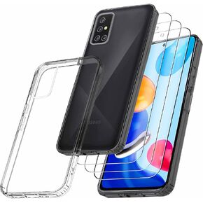 RKINC Case for Samsung Galaxy A51 Case, Shockproof Military-Grade Protection, Not-Yellowing with 3 Screen Protectors Slim Phone Case, Clear