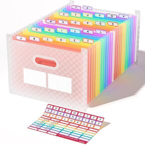 ThinkTex 26 Pockets Accordion File Organizer, Upright & Open Top, A-Z Colorful Tabs, Larger Capacity Expanding File Folder, Letter/A4 Size for School, Home and Office - Green
