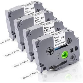 4 حزمة Tze-231 شريط صانع الملصقات متوافق مع الأخ p-touch Tze231 TZ-231 Tze TZ 12mm 0.47 شريط تسمية أبيض مغلفة لـ PT-D210 PT-D220 PT-D200 PT-H110 PT-D400 PT-D600