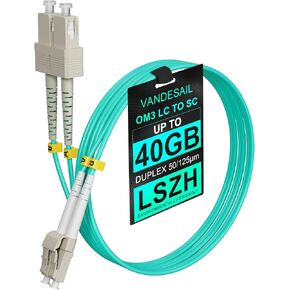 LC to SC Fiber Patch Cables, OM3 Multimode 10G Duplex Fiber Jumper 0.5m LSZH Pure Optical Patch Cable Series 50/125µm