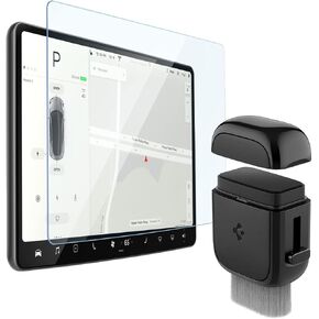 Spigen EZ Grip Slide & Brush Screen Cleaner مصممة لنظافة Tesla وجميع الشاشات مع حزمة شاشة زجاجية مزدحمة [FIT EZ] المصممة ل Tesla Model 3 / Y Dashboard Touchboard