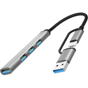 4-Port USB 3.0 Hub with 5Gbps Data Transfer, Powered USB-A 3.0 5Gbps Ultra-Slim Data USB C Hub, Data Ports for Laptop