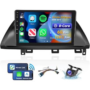 [8 CORE 6G+128G] for Honda Odyssey 2005-2010 Car Radio with Wireless Carplay/Android Auto, 10.1 Inch Android 13 IPS Touch Screen Car Stereo, Bluetooth, GPS Navi, WiFi, SWC, DSP + Backup Camera
