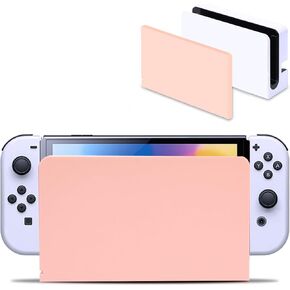 Custom Faceplate Cover for Nintendo Switch OLED, Anti-Scratch Switch OLED Dock Cover Hard PC Replacement Shell for Switch OLED Charging Dock Protective Case Accessories Pink