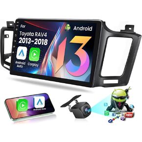 (4+32G) 5G WiFi Car Radio Stereo for Toyota RAV4 2013-2018: Touch Screen 10 Inches with Carplay/Android Auto 1280 * 800 Android 13 Bluetooth WiFi GPS Navigation USB FM DSP Backup Camera