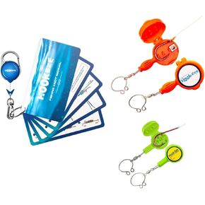 HOOK-EZE Fishing Knot Tying Tool(Standard and Large Combo), Fishing Knot Tying Cards to 8 Essential Fishing Knots, Come with A Fly Fishing Zinger Retractor