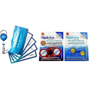 HOOK-EZE Fishing Knot Tying Tool & Cards (Standard & Large Combo), 8 Essential Knots, Fly Fishing Zinger Retractor