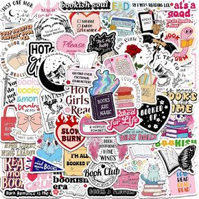55Pcs Bookish Stickers for Kindle, Reading Book Stickers for Laptop Ebook Readers Booktok Water Bottles Journal Scrapbook Waterproof (Holographic)