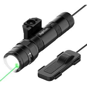 Mlok Flashlight Laser Combo for Rifle - 1250 Lumens Green Pistol Laser Light Combo for Long Gun, USB Rechargeable Tectical Weapon Flashlight with Remote Pressure Switch, 3 Modes, Black