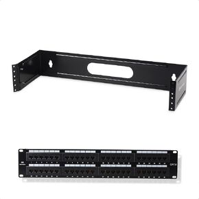 Cable Matters UL Listed Rackmount or Wall Mount 48 Port Network Patch Panel (Cat6 Patch Panel / RJ45 Patch Panel) & 2U Hinged 19" Wall-Mount Panel Bracket, 55.1 lbs Max Load (2U Rack)