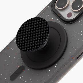 Genuine Carbon Fiber Magnetic Phone Grip Compatible with Magsafe，Collapsible Mobile Phone Stand Holder for Smartphone Tablet Cell Phone Accessory - Black Plain Weave