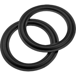 Homakover 2pcs اللون الأسود 8 "مكبر صوت مطاطية حلقات المحيطة بقطع غيار لإصلاح السماعات أو DIY (8")
