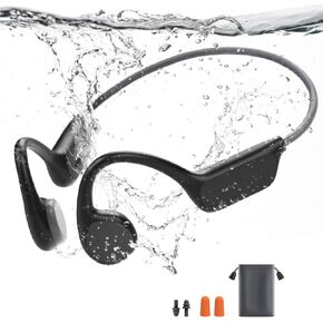 Bone Conduction Headphones Swimming, IPX8 Professional Waterproof Headphones Swimming Built-in 32G Memory, Open Ear Wireless Bluetooth 5.4 Underwater Earbuds with Mic for Running, Cycling, Workout