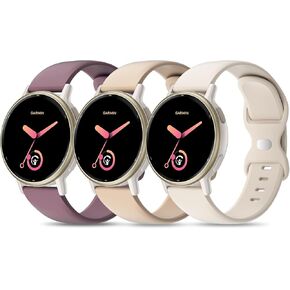 3 Pack Silicone Bands Compatible with Garmin Vivoactive 5 Watch Band/Vivoactive 3, 20mm Soft Sport Strap Replacement for Garmin Venu/Venu Sq/Venu Sq 2/Forerunner 55/165/245/645