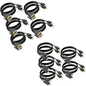 DisplayPort to DVI Cable 6FT 10-Pack Bundle DisplayPort to HDMI Cable 6 Feet 10-Pack Compatible with Computer, PC, Monitor, TV, Projector and More