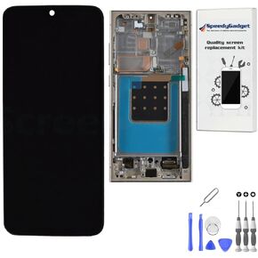 [Original Quality] Samsung Galaxy S24 Ultra Screen Replacement, 6.8 inch AMOLED Display, Touch Digitizer with Frame, LCD Assembly (Titanium Grey Frame)