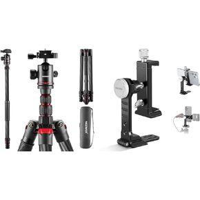 NEEWER Upgraded 80.7" Carbon Fiber Camera Tripod Monopod with Telescopic 2 Section Center Axes, 360° Panorama Ballhead, 1/4" Arca Type QR Plate, Travel Tripod with Smartphone Tripod Mount