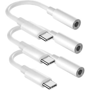 3 Pack USB C to 3.5mm Headphone Jack Adapter,USB C to Aux Audio Dongle Cable Cord Compatible with iPhone 16 Pro/16 Pro Max/15 Pro/15 Plus,Samsung Galaxy S25/S24/S23/S22 Ultra, iPad, Pixel 9/8, MacBook